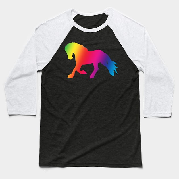 Rainbow Trotting horse shadow Baseball T-Shirt by Shyflyer